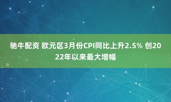 驰牛配资 欧元区3月份CPI同比上升2.5% 创2022年以来最大增幅